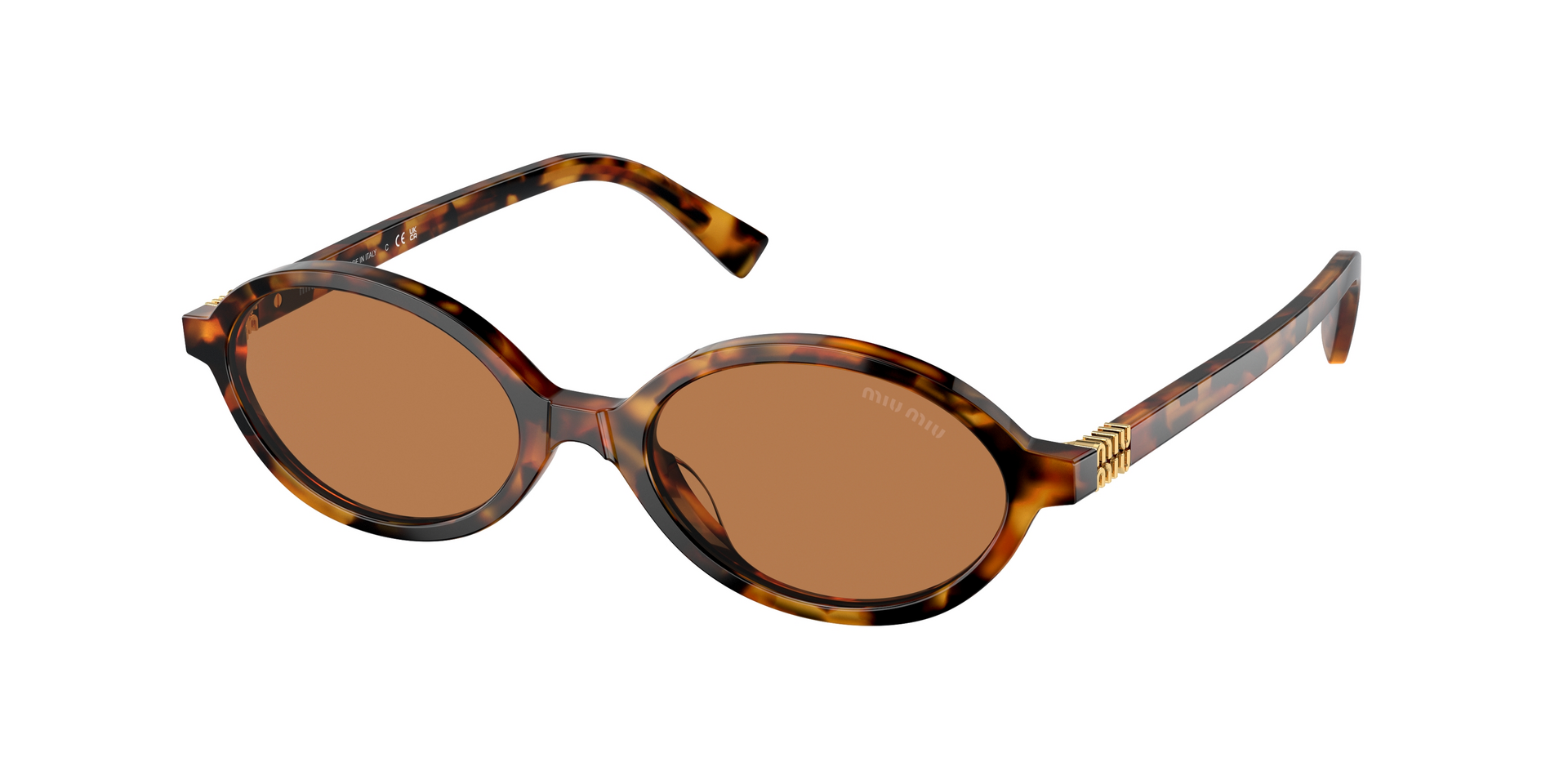 Miu Miu MU 04ZS light havana round sunglasses